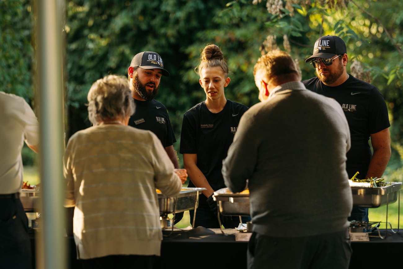 A catered Old Line BBQ spread
