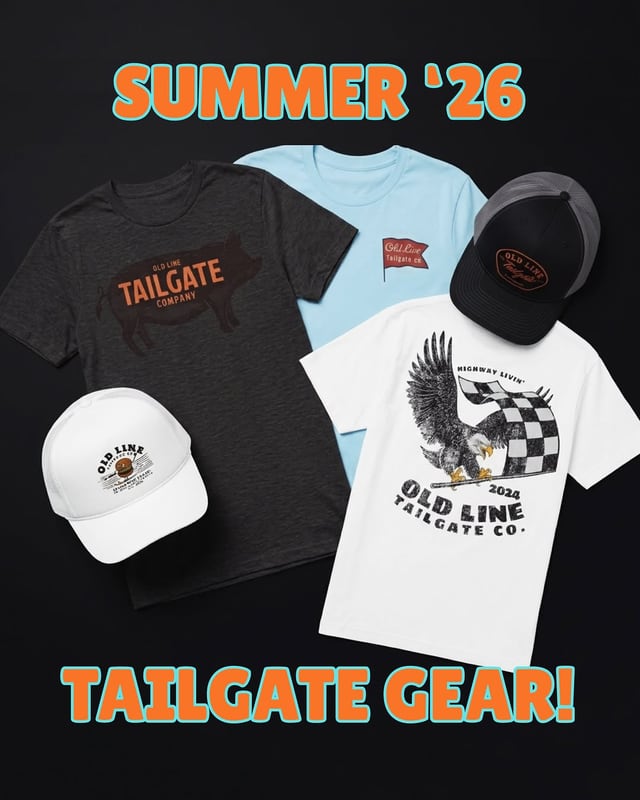 Summer '26 tailgate gear: shirts and hats laid out