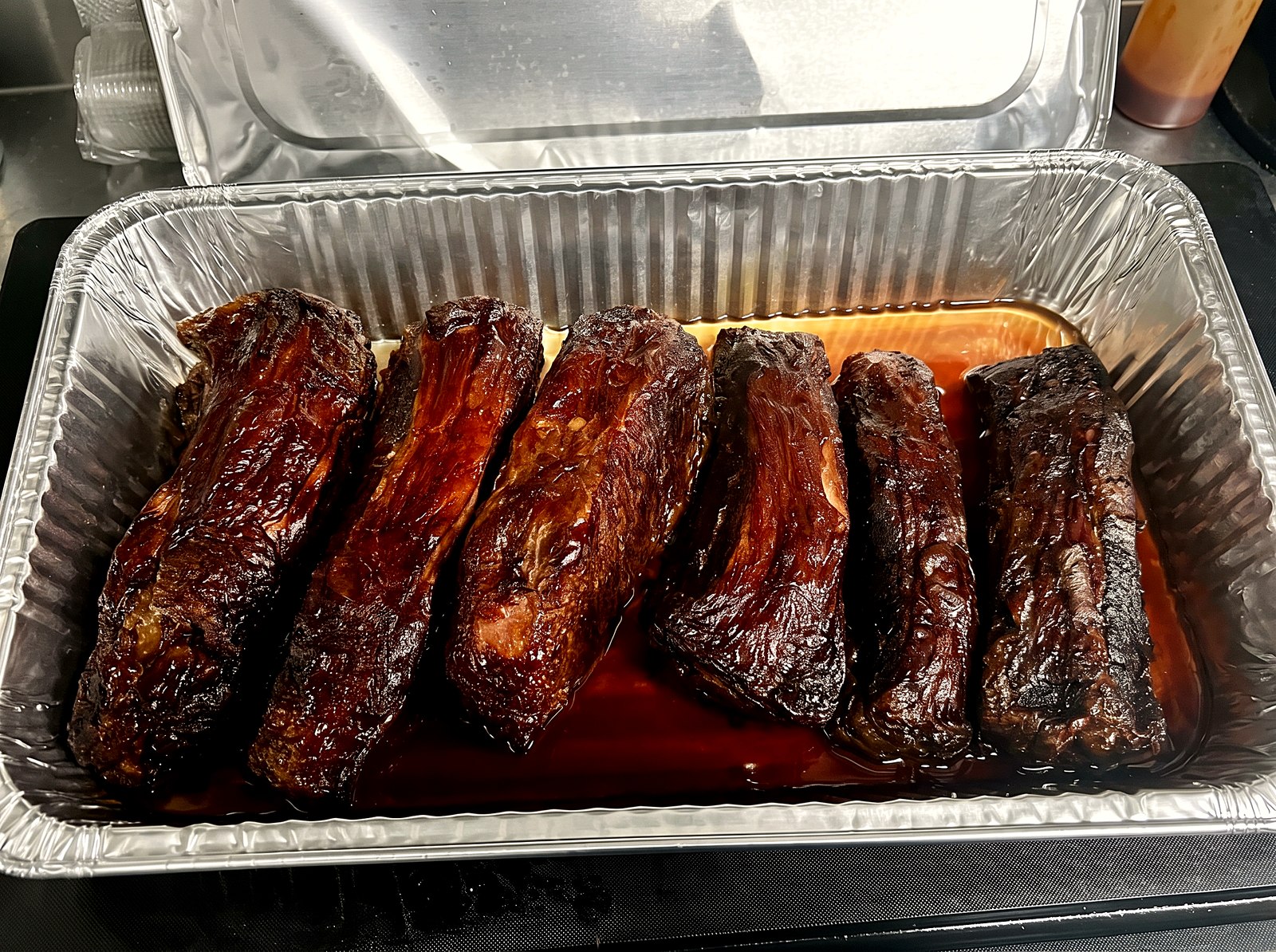 A tray of smoked brisket and burnt ends